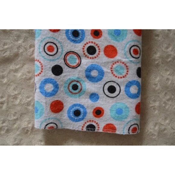 Cudlie Baby Blanket Flannel Receiving Circle Polka Dot White Blue Red Black - Picture 1 of 8